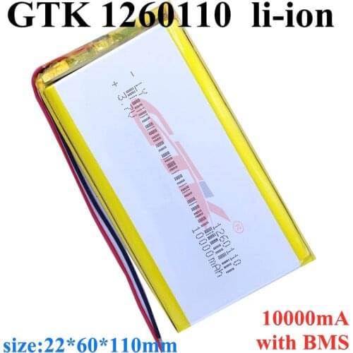 GTK Rechargeable 1260110 polymer lithium battery cell 3.7V high capacity 10000mah with BMS for lithium battery pack