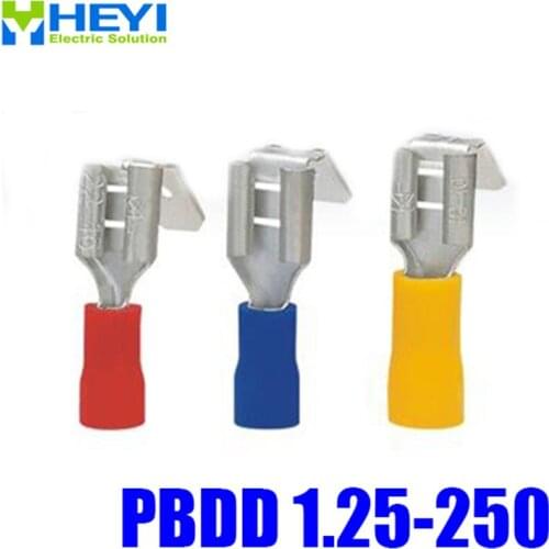 Good Quality 100pcs/lot PBDD1.25-250 Red AWG22-16 Brass Insulating Crimp Terminals Connectors Piggy Terminal