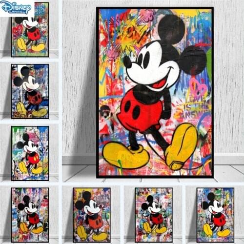 Mickey Mouse Disney Painting Graffiti Street Art Canvas Painting Posters and Print Wall Art Pictures for Living Room Decor
