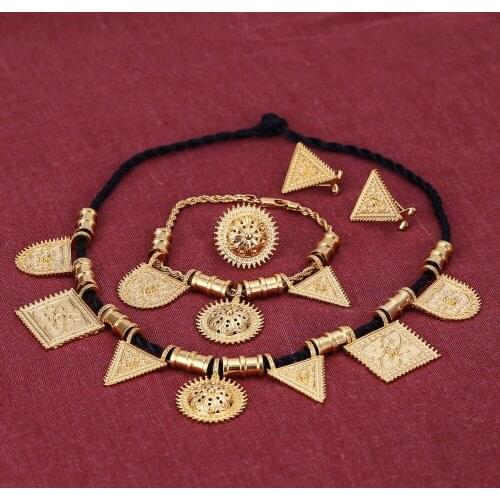 New Design Ethiopian Set Jewelry 24k Gold Color Habesha Sets Wedding Eritrea Gold Ethiopia Set