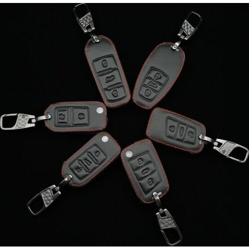 Leather Car Key Case For Vw Golf Bora Jetta Polo Passat Skoda Superb Octavia Fabia Seat Ibiza Leon Remote Control Box