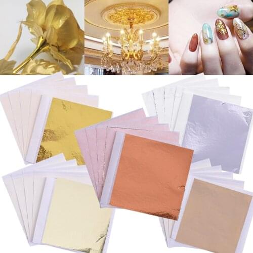100pcs 8*8.5cm Art Craft Paper Imitation Gold Silver Copper Foil Papers DIY Craft Decoration Leaf Leaves Sheets Gilding Paper