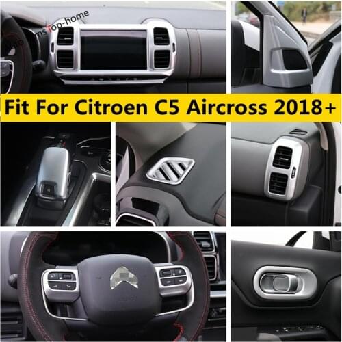 Steering Wheel / Window Lift / Air AC Outlet Vent Cover Trim ABS Matte Interior Accessories For Citroen C5 Aircross 2018 - 2021