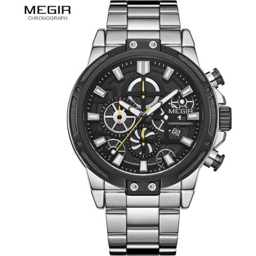 MEGIR Watch Men Fashion Sport Quartz Clock Mens Watches Top Brand Luxury Full Steel Business Waterproof Watch Relogio Masculino