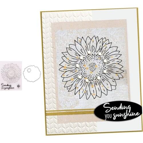 Sunflower Flowers Metal Cutting Dies and Clear Stamps for DIY Scrapbooking Crafts Die Cut Stencils Card Make Photo Album Decor