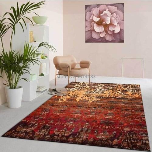 Fashion Abstract American Red and Yellow Pattern Stitching Living Room Bedroom Bedside Mat Customization