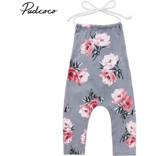 2020 Brand New Sleeveless Toddler Infant Child Kids Baby Kids Girl Flower Halter Romper Jumpsuit Playsuit Strap Clothes 6M-6T