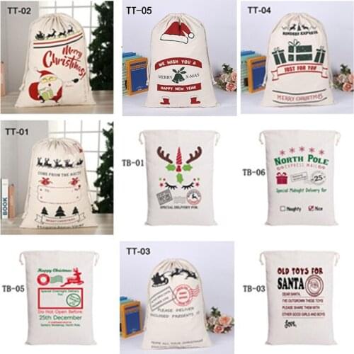 New Styles Christmas Santa Sacks Large Gift Storage Bag Santa Claus Deer Candy Toy Bag With Drawstring For New Year Party Gift