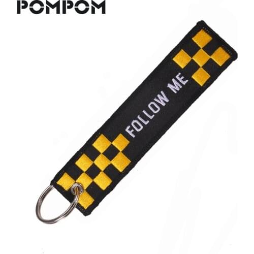 POMPOM New Follow Me Keychain for Aviation Gifts Stitch Priority Portachiavi Keychain Car key Tags Sleutelhanger Keyring Jewelry