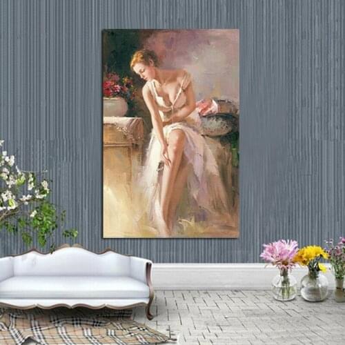 Nude Sexy Girl Europe Portrait Modern Abstract Oil Painting On Canvas For Bedroom Living Room Wall Art Stretched On Wooden