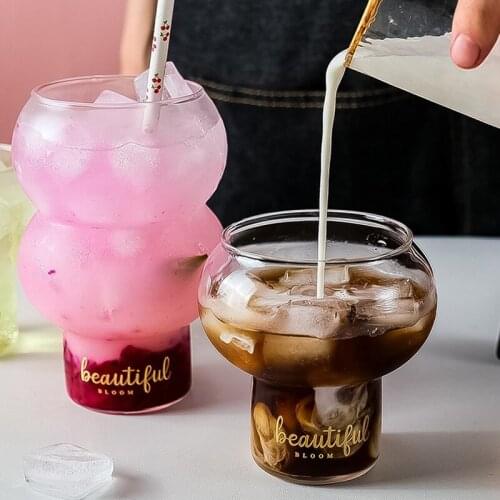 Simple Large Drink Yogurt Cup Breakfast Coffee Cocktail Cup Hot Drink Glass Hydroponic Vase Green Dill Gourd shape