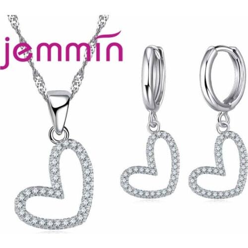 Simple Design Heart Pendant Pave With Crystal Jewelry Set for Women Fashion Jewelry High Quality Hot Sale NEW