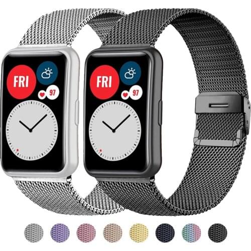 Milanese loop Band For Huawei Watch FIT Strap stainless steel metal Sliding buckle bracelet Huawei Watch fit Strap Accessories