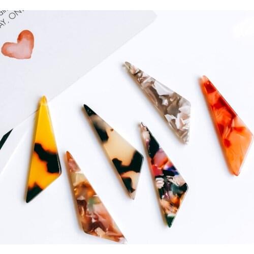Eardrop 6 Colors Triangle Earring Accessories Pendant Necklace Charms Diy Handmade Material 6pcs