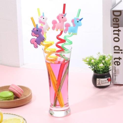4pcs Unicorn Party Decorations Unicornio Drinking Straws Wedding Decoration Table Baby Shower Birthday Party Decorations Kids