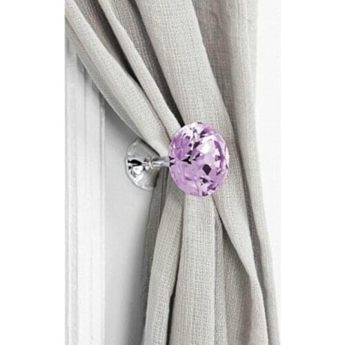 Modern Fashion Diamond type Purple Clear Crystal Curtain Hook Cloth towel Bag Hook Wall decoration hook Chrome Silver Black Hook
