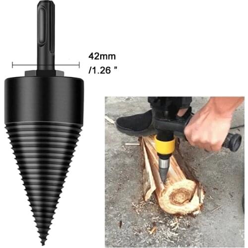 32mm/42mm HSS Firewood Splitter Drill Bit Round/Hex/Triangle Shank Wood Split Cone Drill Bit Woodworking Tools