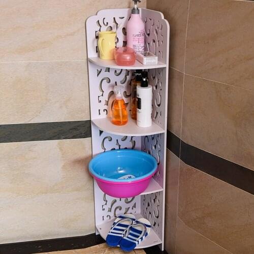 Bathroom shelf triangle bathroom corner cabinet floor waterproof punch-free corner wash table storage rack lo89225