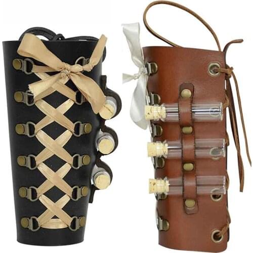 Victorian Lady Steampunk Arm Cuff Bracer With Vials Retro Gothic Wrist Gear Bracelet Larp Alchemist Costume Accessory For Women