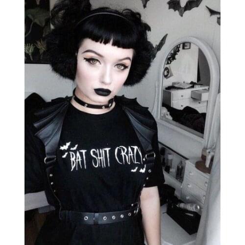 Bat sh*t carzy Gothic t-shirt graphic Fashion grunge unisex hipster women funny tumblr 100% Cotton tee top tshirt Drop Shipping