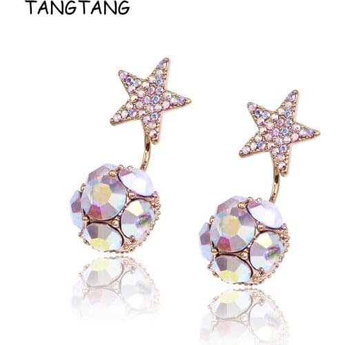 Gold Color Austria Crystal Star Shape Earrings Jackets Changeable Multicolor Shiny Rhinestone Custome Jewelry Ear Gifts, E5506B5