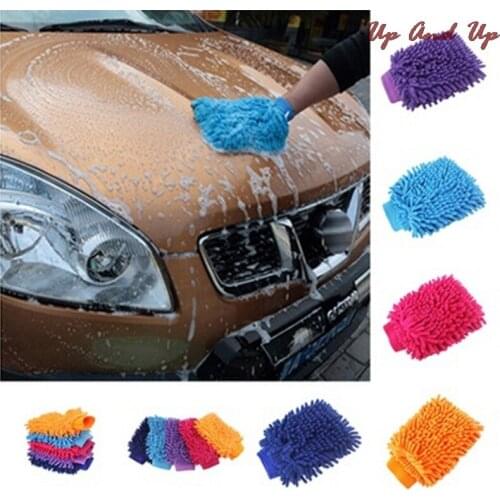 1PC Ultrafine Fiber Chenille Microfiber Car Wash Glove Mitt Soft Mesh Backing No Scratch For Car Wash And Cleaning