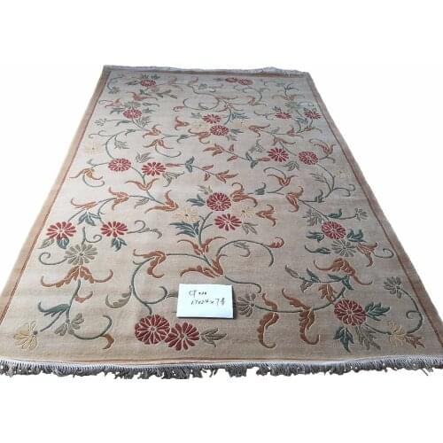 150Line Hand-knotted Wool Oriental Tibetan Rug handmade Tibetan carpet WIth silk flowers