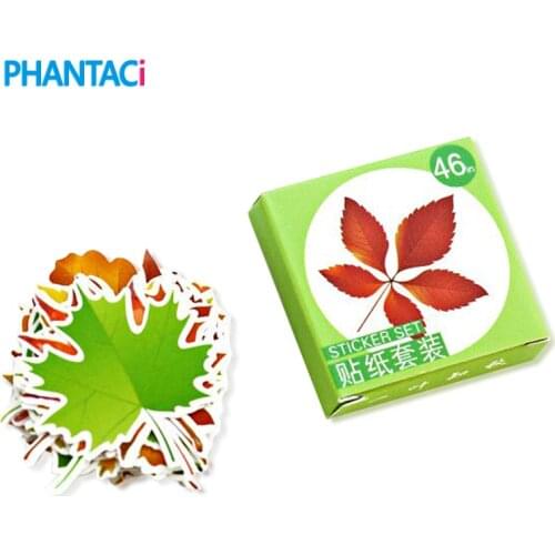 46 pcs/set Cute Mini Spring And Fall Leaves Shape Stickers Decorative DIY Scrapbooking Diary Decor Leaves Stickers Stationery