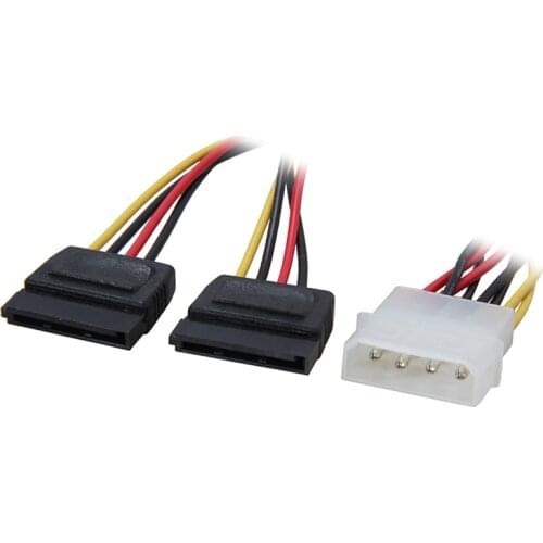 8inch Molex 4-pin Male to 2x SATA 15-pin Female Power Y-Splitter Converter Adpater Cable for ATX 12/5V & Hard Drive Disk HDD/SSD