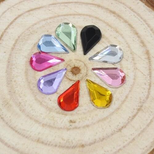 Free Shipping 144pcs/Pack 8*13mm Water-Drop Acrylic Rhinestone, Flat Back Nail Art Rhinestones