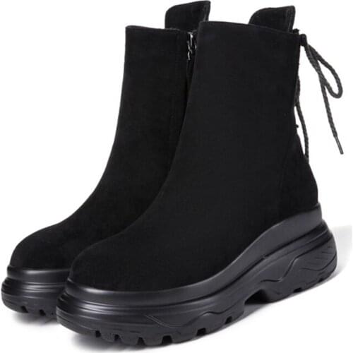 BLXQPYT New fashion ankle fur Winter Snow Boots Women plush Warm Thick bottom Casual Zipper high quaitly shoes woman 6218-7