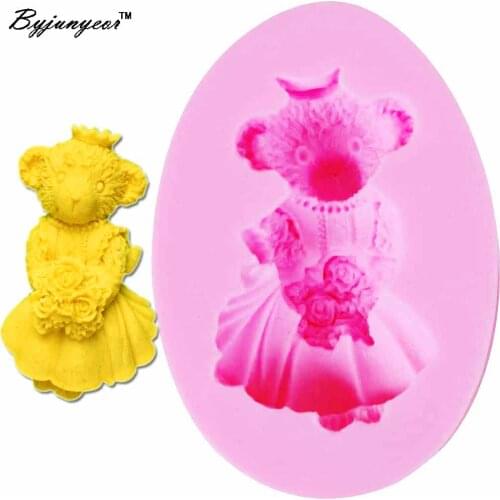 Byjunyeor Little Cute Bear Epoxy UV ResinSilicone Cake Decorating Mold Chocolate Gumpaste Sugar Clay Mold M888
