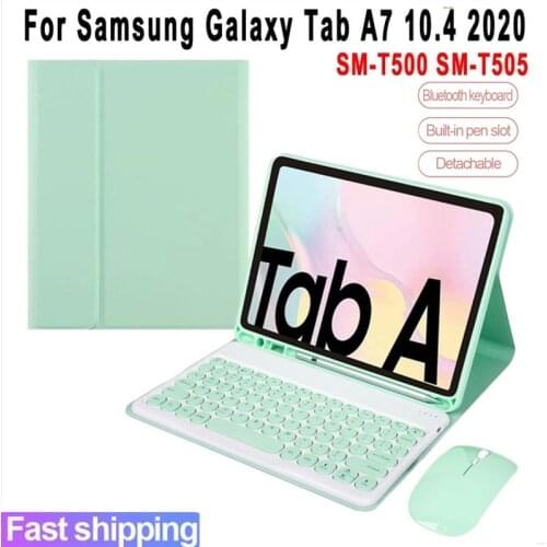 Case for Samsung Galaxy Tab A7 10.4 2020 Keyboard Case SM-T500 SM-T505 PU Leather Cover Bluetooth Keyboard Funda with Mouse