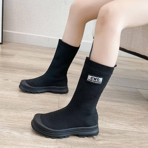Childrens Martin Boots Girls' Shoes 2021 Autumn New Fashion High Top Boots Korean Version Of The British Style Short Boots
