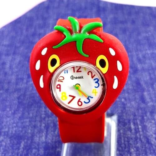 Childrens Watch Quartz Watch 3D Cartoon Strawberry Sports Watch for Girl Gift Clock Boy Birthday Gift Kids Toy Student Watch