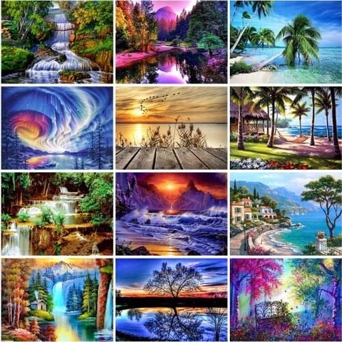 Scenery DIY 5D Diamond Painting Full Round Rhinestones Landscape Diamond Embroidery Cross Stitch Mosaic Wall Decor