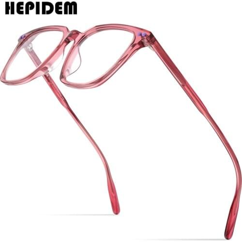 HEPIDEM Acetate Glasses Frame Men Oversize Transparent Square Eyeglasses Women Optical Prescription Spectacles Eyewear 9167