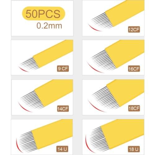 Tattoo Needles 12 pins Microblading Blades Beautiful Arc Manual Blades Permanent Makeup Fog Eyebrow Microblading Tattoo Needles