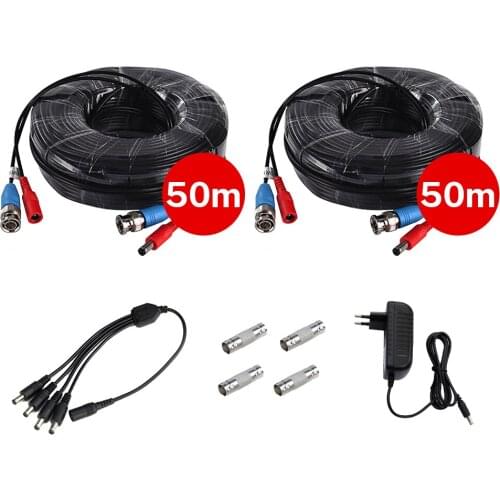 Irisolink 2pcs a lot 50M/164FT CCTV Camera Cables Recorder Video Cable DC Power Plug For Surveillance System Accessories