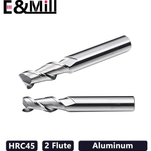 Hrc45 2 Flute Milling Cutter End Mill CNC Tool 1 to 20mm Aluminum end mill for Aluminum Fiberglass Acrylic Wood Copper Plastic