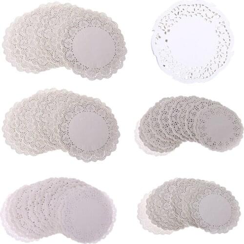 200Pcs Round Lace Paper Mats Coasters Placemats Wedding Events Party Table Gift