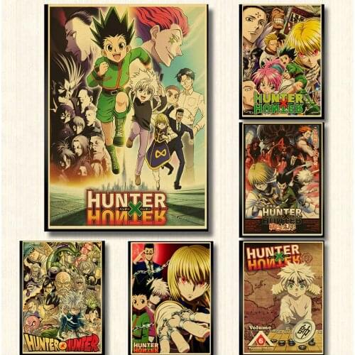 Hunter X Hunter Poster Popular Classic Japanese Anime Retro Poster Wall Art Home /bar Decor Single Prints Kraft Paper Animation