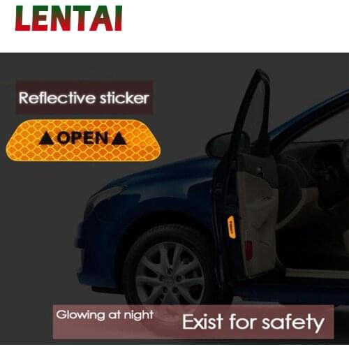 LENTAI 1Set Auto Safety Warning Mark Tape Car Door Reflective Stickers For Mercedes W205 W203 Volvo XC90 S60 XC60 V40 Alfa Romeo