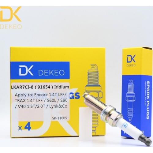 Dekeo Iridium Spark Plug LKAR7CI-8（91654）LKAR8CI-8 VR6NII30S for Buick Encore 1.4T for Volov S60 S90 V40 XC40 for Chevrolet 4PCS