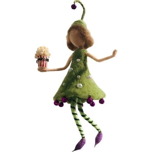 Needle Felting Kit for Beginners Popcorn Fairy, Gift for Mom, Felting Mat, Felting Needles, Video Manual, Height 10cm (4")