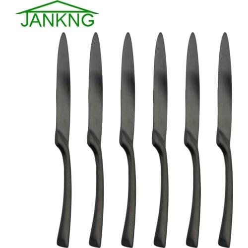 6Pcs Luxury Matte Black Dinner Knife Dinnerware Set Stainless Steel Flatware Knife Set Tableware Cutlery Knives Forks Spoons Set