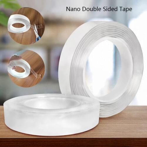 Nano Magical Double Sided Tape Transparent Reusable Wall Stickers Super Strong Durable Cleaning Waterproof Glue Household