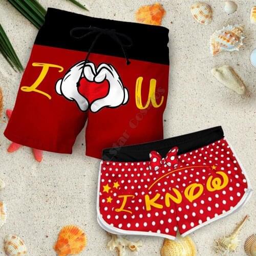 Couple Matching I Am Lucky To Have You 3d Shorts women for men Elastic Waist Shorts Summer Couple Beach Shorts 02
