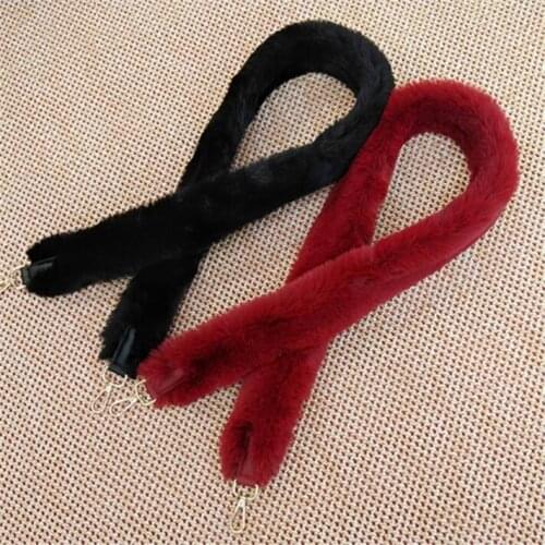 105cm Bag Strap Gold Buckle Handbag Fuzzy Straps Fur Replacement Bag Belt Adjustable Handle for Women Shoulder Bags Accessories