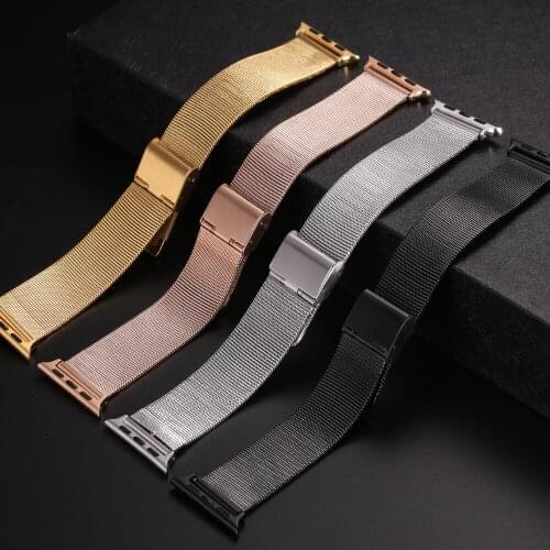 Milanese Watchband for Apple Watch 38mm 42mm Stainless Steel Gold Women Men Replacement Bracelet Band Strap for iwatch 1 2 3